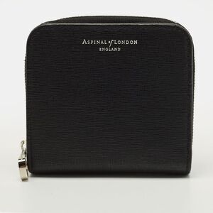 Aspinal Of London Black Leather Compact Wallet